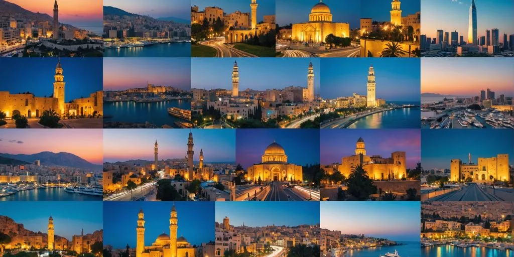 Collage of top digital marketing agency logos in Lebanon with iconic landmarks in the background.